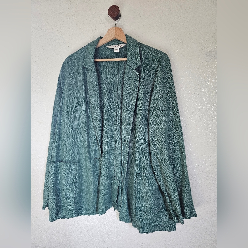 Coldwater Creek Teal Open Front Jacket